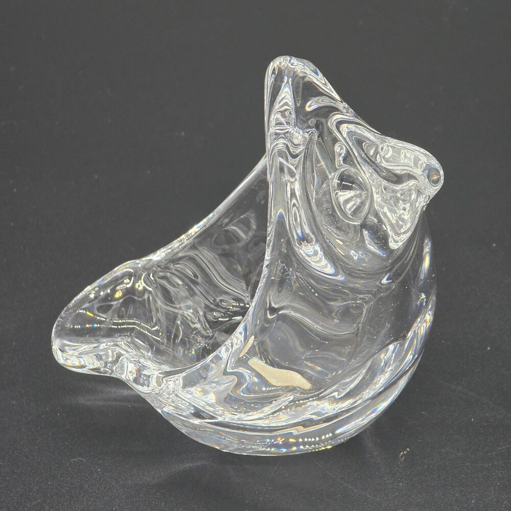 Vintage Art Vannes Crystal Owl Art Glass France Pipe Holder Trinket Dish - Picture 4 of 6